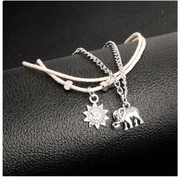 ELEPHANT FLOWER CHARM ANKLET - Picture 4 of 6